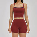 Naked Yoga Suit Workout Clothes Women Back Cross Shockproof Slim Sports Tank Top High Waist Short Fitness Suit Athletic Wear