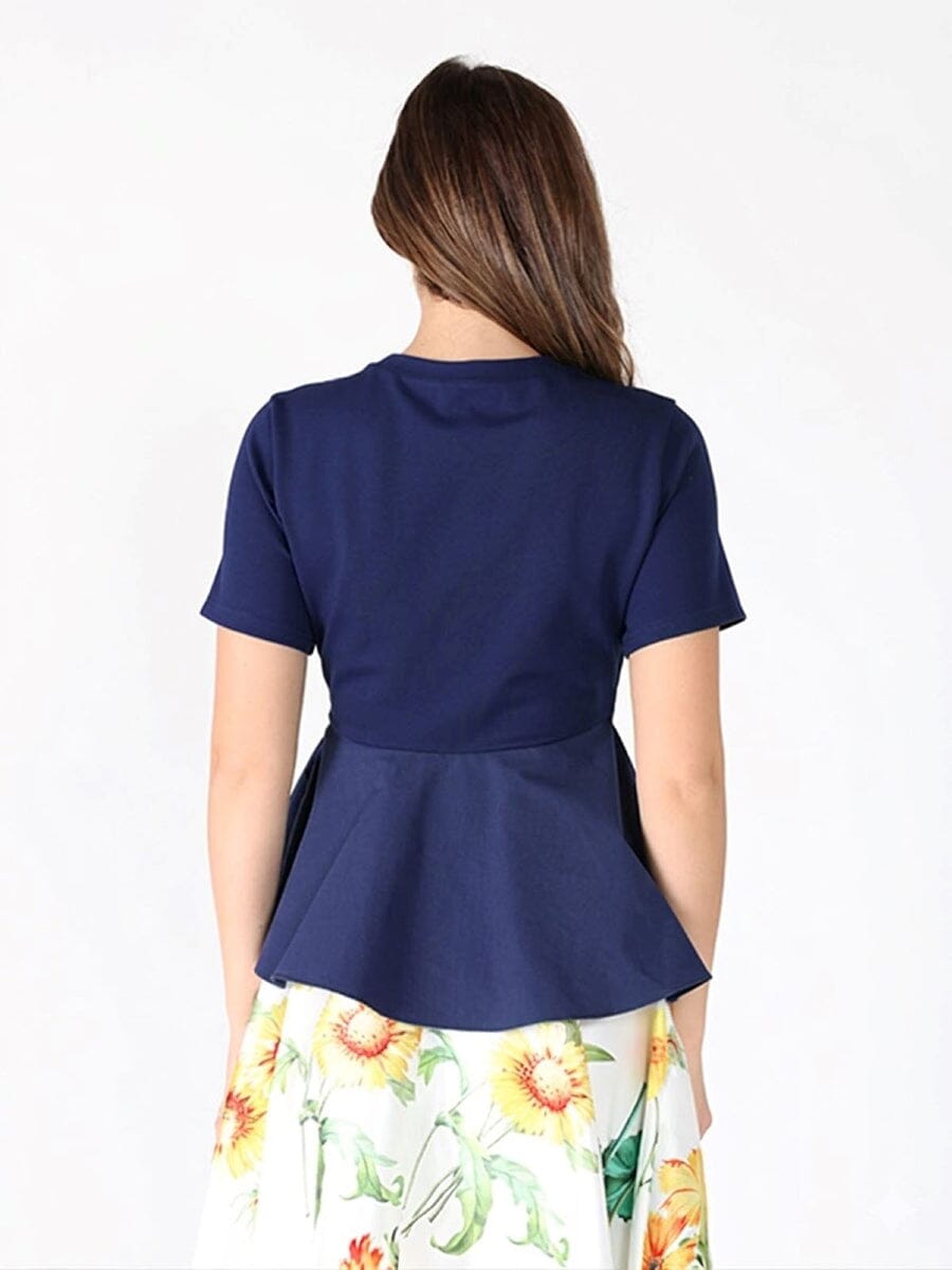 Gracia Fashion Women's Crew Neck Oversized Bow Top