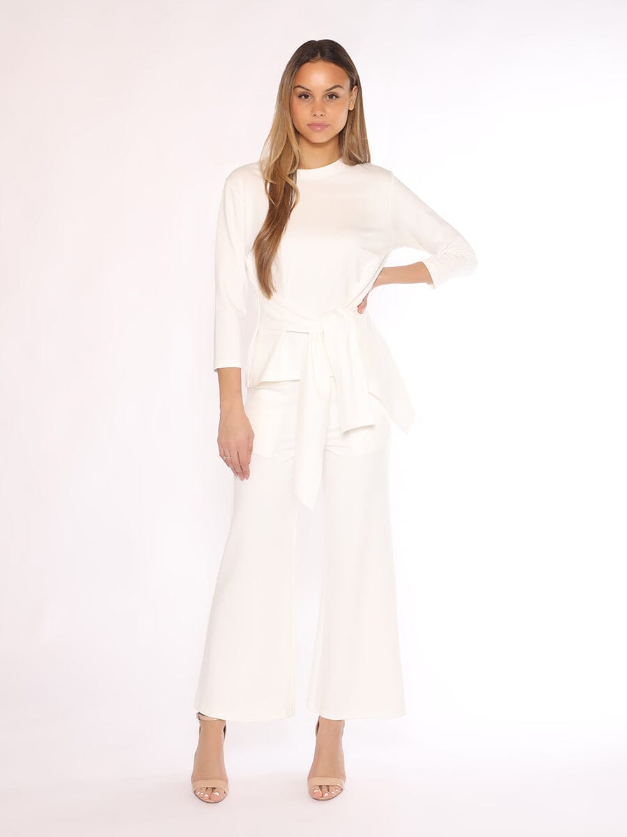 Gracia Fashion Women's Thick Long Sleeve Shirt with Waist Tie