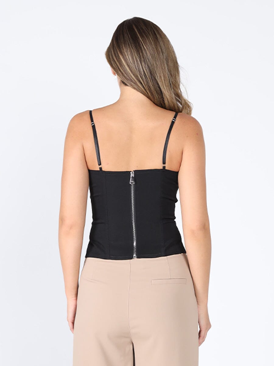 Gracia Fashion Women's Zip up corset top with straps