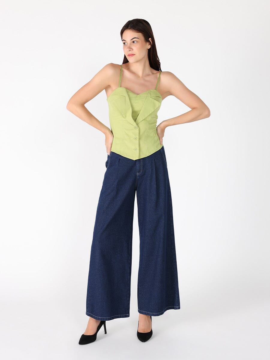Gracia Fashion Women's Zip up corset top with straps