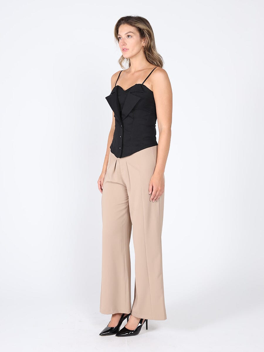 Gracia Fashion Women's Zip up corset top with straps