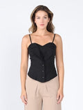 Gracia Fashion Women's Zip up corset top with straps