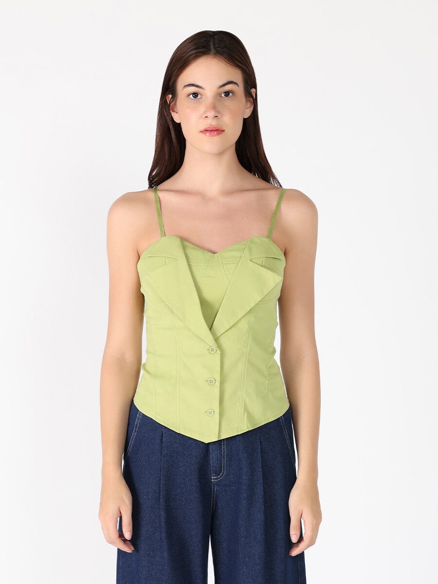 Gracia Fashion Women's Zip up corset top with straps